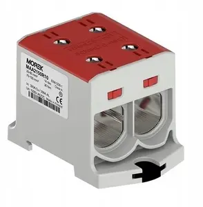 Универсальная клемма MOREK OTL150-2, 2xAl/Cu 25-150мм2, 1000В AC/1500В DC, красная