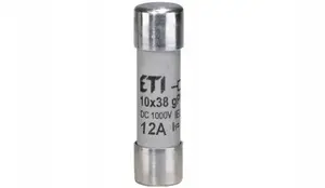 Eti-Polam CH10 cilindrisks PV drošinātājs 12A 1000V DC 10x38mm