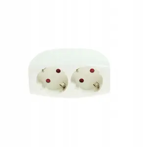 Plastrol R-270/S Double Plug Adapter with Schuko Grounding, White