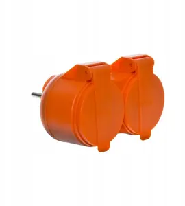 Düwi 34044 Double Plug Adapter 2x2P+E, IP44, Orange