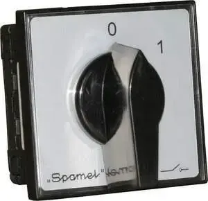 Spamel SK32-2.8211P08 Cam Switch 32A 3-Pole 0-1 Disconnector with Lockable Yellow/Red Front Panel for Panel Mounting