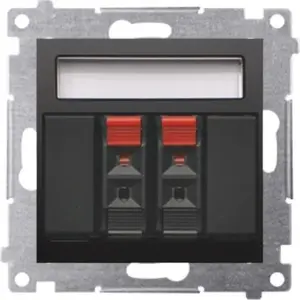 Двойная акустическая розетка Kontakt-Simon 54 DGL32.01/49 с полем для маркировки, 2,5 мм2, черная