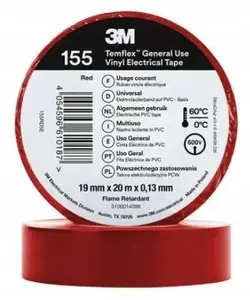 3M Temflex 155 PVC elektroizolācijas lente, 19mm x 20m, brūna