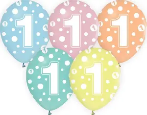 GoDan Number 1 Latex Balloons, 12-inch, 5 Pieces