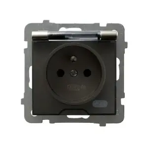 Ospel GPH-1GZ/m/45/d Grounded Socket-Outlet, IP44, Satin Steel