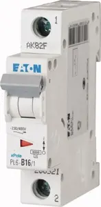 Автоматический выключатель Eaton PL6-B16/1 1P 16A характеристика B 6кА