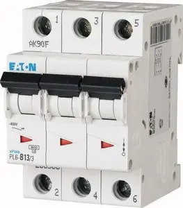 Автоматический выключатель Eaton PL6-D13/3, 3-полюсный, характеристика D, 13А, 6кА