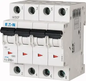 Автоматический выключатель Eaton PL6-B10/4, 4-полюсный, характеристика B, 10А, 6кА