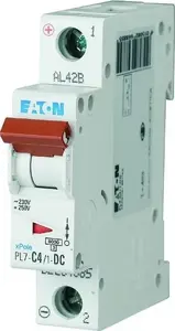 Автоматический выключатель Eaton PL7-C4/1-DC, 4А, 1-полюсный, 10кА, DC