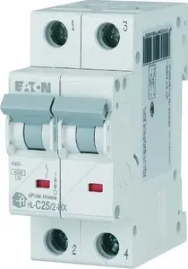 Автоматический выключатель Eaton HN-C25/2, 2-полюсный, 25А, характеристика C, 6кА