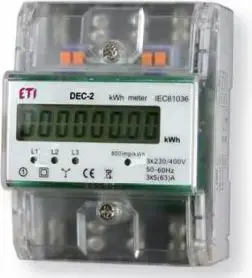 Eti-Polam DEC-2 trīsfāžu elektroenerģijas skaitītājs 3 x 63A 3 x 230/400V AC+N IP20