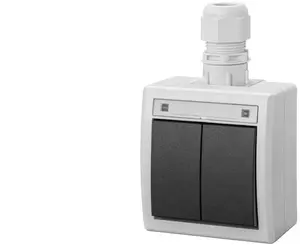 ELEKTROPLAST AQUANT 2K Surface-Mounted Double Light Switch IP65 Grey 5002-65