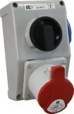 Spamel ZI22R441 Installation Set with 32A 5P Socket 0-1 Switch IP44