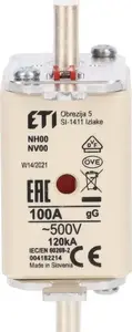 Shumee KOMBI NH00 gG Fuse Link 100A 500V, 3-Piece Set