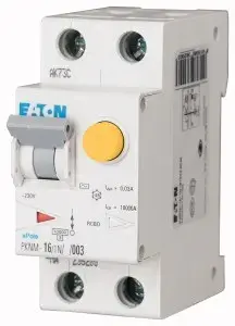 Дифференциальный автомат Eaton PKNM-16/1N/C/003, 2P, 16A, характеристика C, ток утечки 30мА