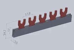 Шина соединительная вилочная Eti-Polam IZ10/1F/54, 1-фазная, 63А, 10мм2, 54 модуля