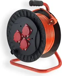 Катушечный удлинитель Elgotech PZB-111-30G/2.5, 3 розетки, IP44, 30м, оранжевый