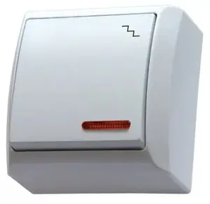 Ospel ŁN-3BS/00 Single Staircase Switch with Illumination, White, 10A 250V