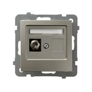 Антенная розетка Ospel GPA-1GF/m/45 типа F, сатиновый стальной