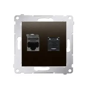Kontakt-Simon D62.01/46 dubultā datorligzda RJ45 6. kategorija ar aizsargvāciņu, bronzas krāsā