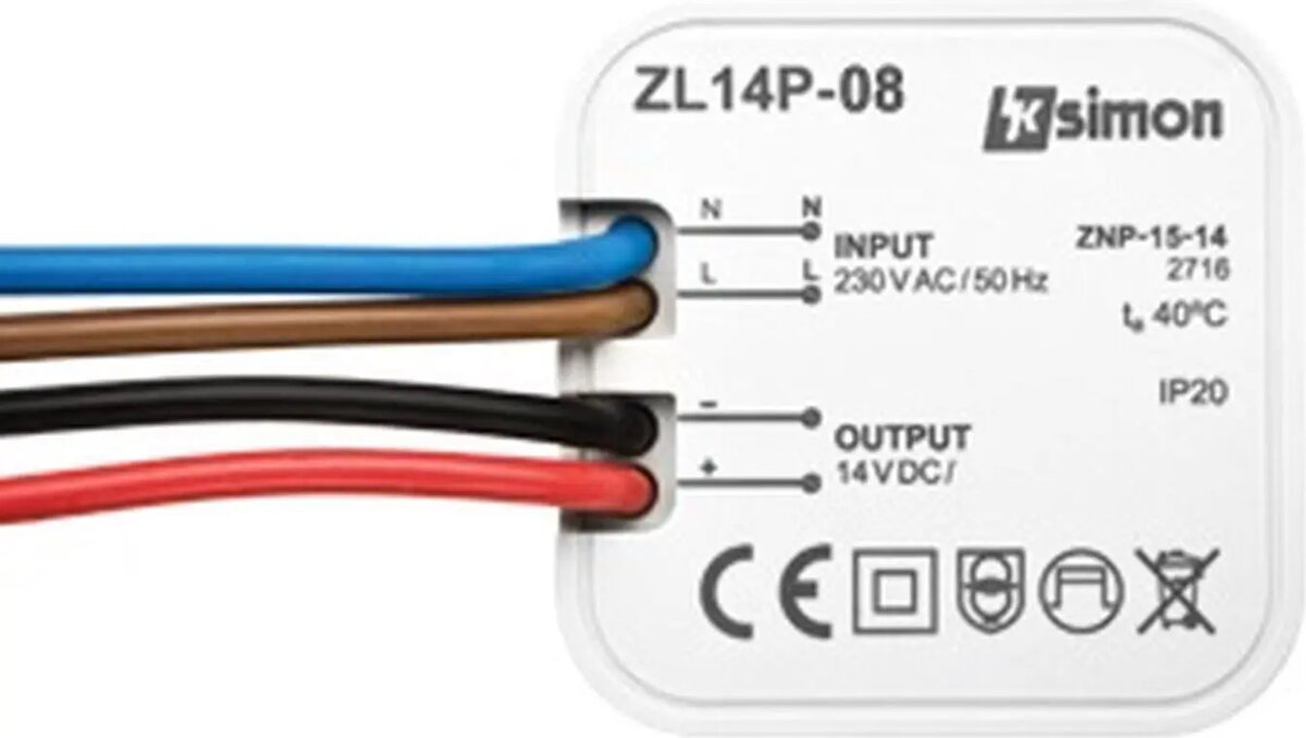 Kontakt-Simon ZL14P-08 padziļinātais LED barošanas bloks