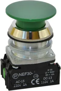 Promet W0-NEF30-D XY Z Control Pushbutton 30mm Green Momentary 1NO 1NC