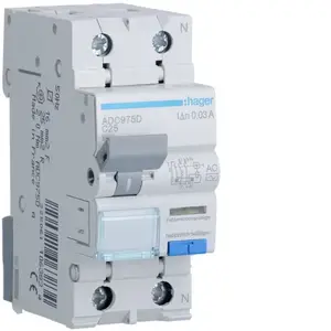 Дифференциальный автоматический выключатель Hager ADC975D 2P 25A C 30мА тип AC