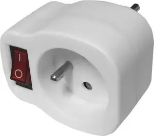 Elgotech RC-10W kontaktdakšas adapteris ar slēdzi 1 ligzda ar zemējumu