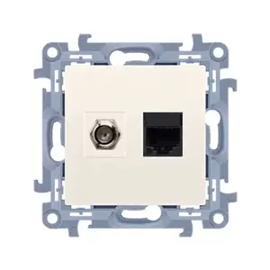 Розетка антенная и компьютерная RJ45 кат. 5e Kontakt-Simon CASFRJ455.01/41, белая