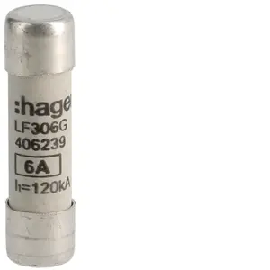 Hager LF306G Cylindrical Fuse Link 10x38mm 6A 500VAC
