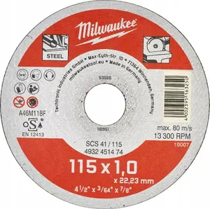 MILWAUKEE Contractor Metal Cutting Disc 115x1x22.2mm