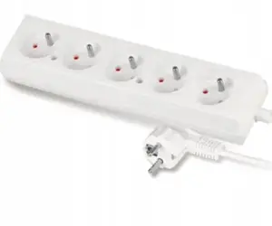 Velstro PS-570 Power Extension Cord 5-Socket with Grounding 16A 5m White