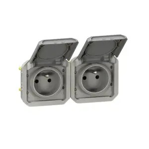 Двойная розетка Legrand 069562L Plexo с заземлением 16А 250В горизонтальная