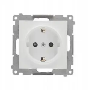 Розетка Schuko Kontakt-Simon с защитными шторками, 16 А, 250 В, быстрозажимные клеммы, светло-серый матовый