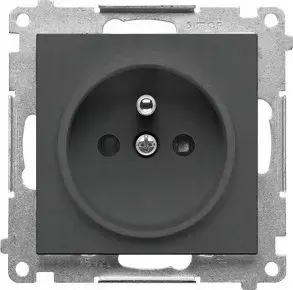 Kontakt-Simon 55 TGZ1CZ.01/116 vienvietīga kontaktligzda ar zemējumu un aizsargžalūzijām, 16A 250V, grafīta matēta