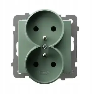 Ospel GP-2GRZ/m/84 Double Socket Outlet with Earthing Module, Matte Green