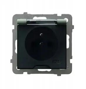 Ospel GPH-1GZ/m/84/d Waterproof Socket with Grounding, Matte Green with Transparent Cover