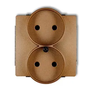 Karlik 8DGPR-2 Double Socket-Outlet, 16A 250V, IP20, Gold Metallic