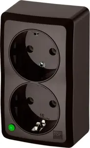 ELEKTROPLAST BERG Double Schuko Surface-Mounted Socket 2P+Z 16A Brown