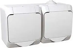 Schneider Electric Cedar Plus Double Hermetic Socket with Grounding, Shutter and Flap, 16A IP44, White