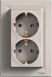 Schneider Electric Asfora Double SCHUKO Socket, Brown