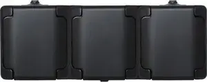KOS BRYZA Triple Horizontal Socket IP54 with Flap, 10AX 250V, Matte Black