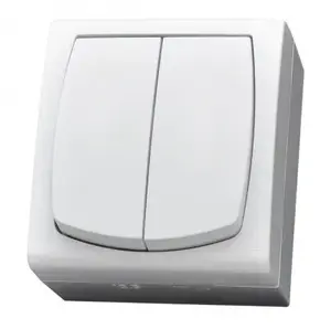 Ospel ŁNH-2N/00 Double Hermetic Switch, 16A 250V, IP44, White