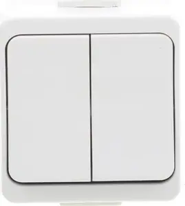 Timex JANTAR-bis Surface-Mounted Double Light Switch IP44 White