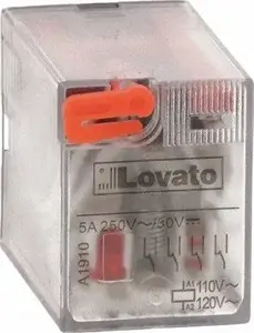Lovato Electric HR604CD024 Industrial Relay, 24VDC, 4C/O, 5A, with LED Indicator and Mechanical Button