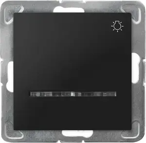 Ospel IMPRESJA Momentary Light Switch with Blue Backlight, Metallic Black