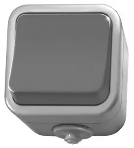 Ospel ŁNH-1D/30 Single Electrical Switch, IP44, 16A, 250V, Grey