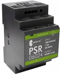 SilentiumPC PSR 06024 DIN sliedes barošanas bloks, 24VDC, 2.5A, 60W, 85-264VAC