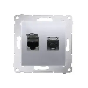 Kontakt-Simon D62E.01/43 dubultā datorligzda 2xRJ45 6. kategorijas ekranēta, sudraba