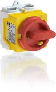 ABB ONE20M2Y Enclosed Switch Disconnector 2P 20A 400V IP67 with Yellow-Red Handle